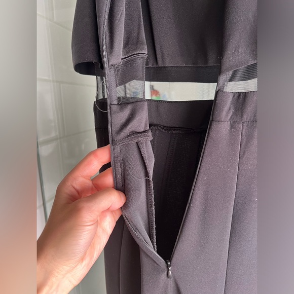 Betsy & Adam formal mermaid gown with mesh cutout - Picture 5 of 11